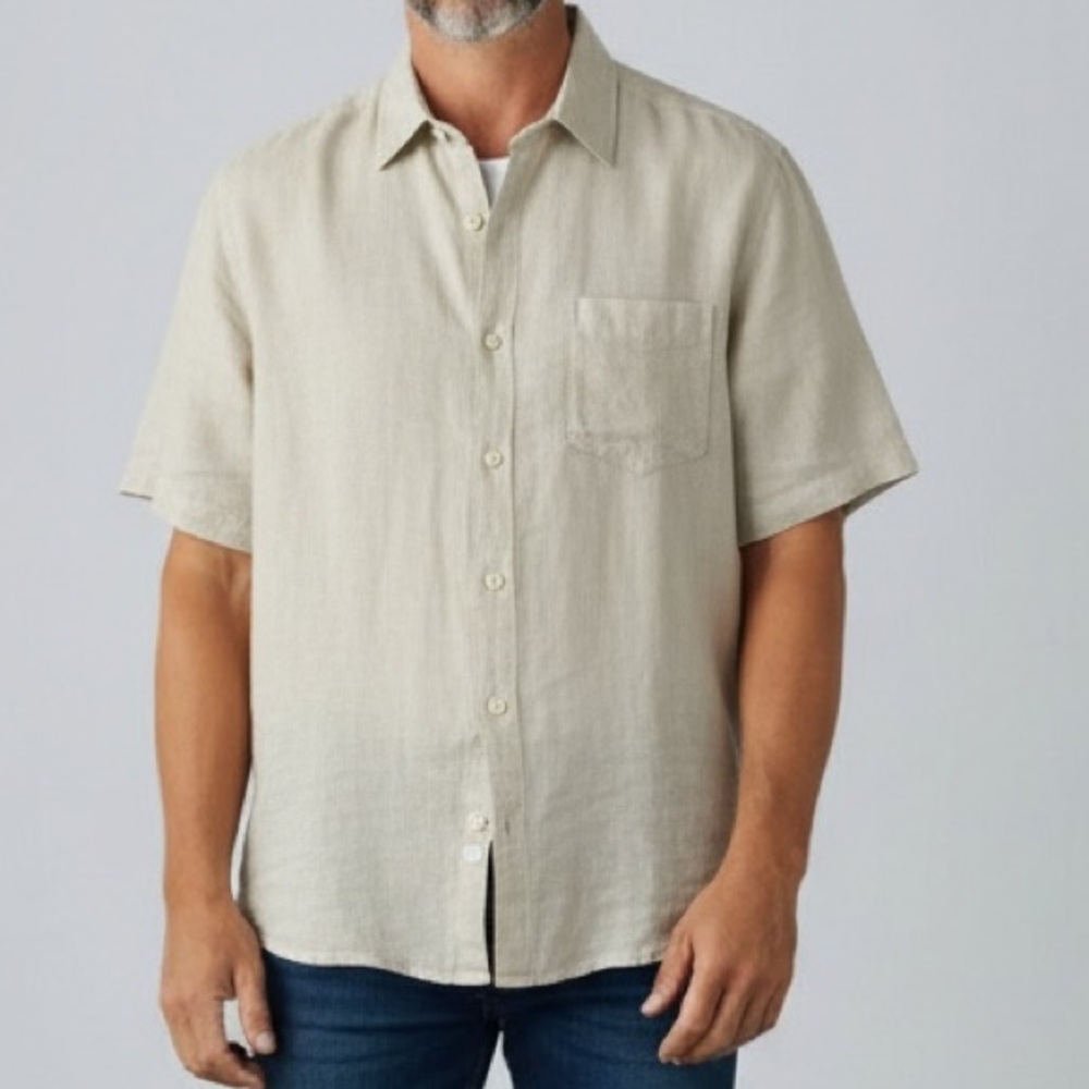 Tommy Bahama Men’s Linen Button Down Shirt Casual Resort Style Khaki Tan Size XL